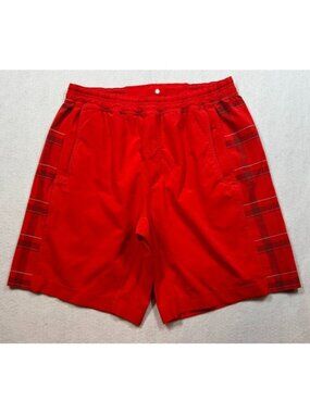 Lululemon Shorts 9" Inseam Red Chili Plaid Running Athletic Gym Men's Large L